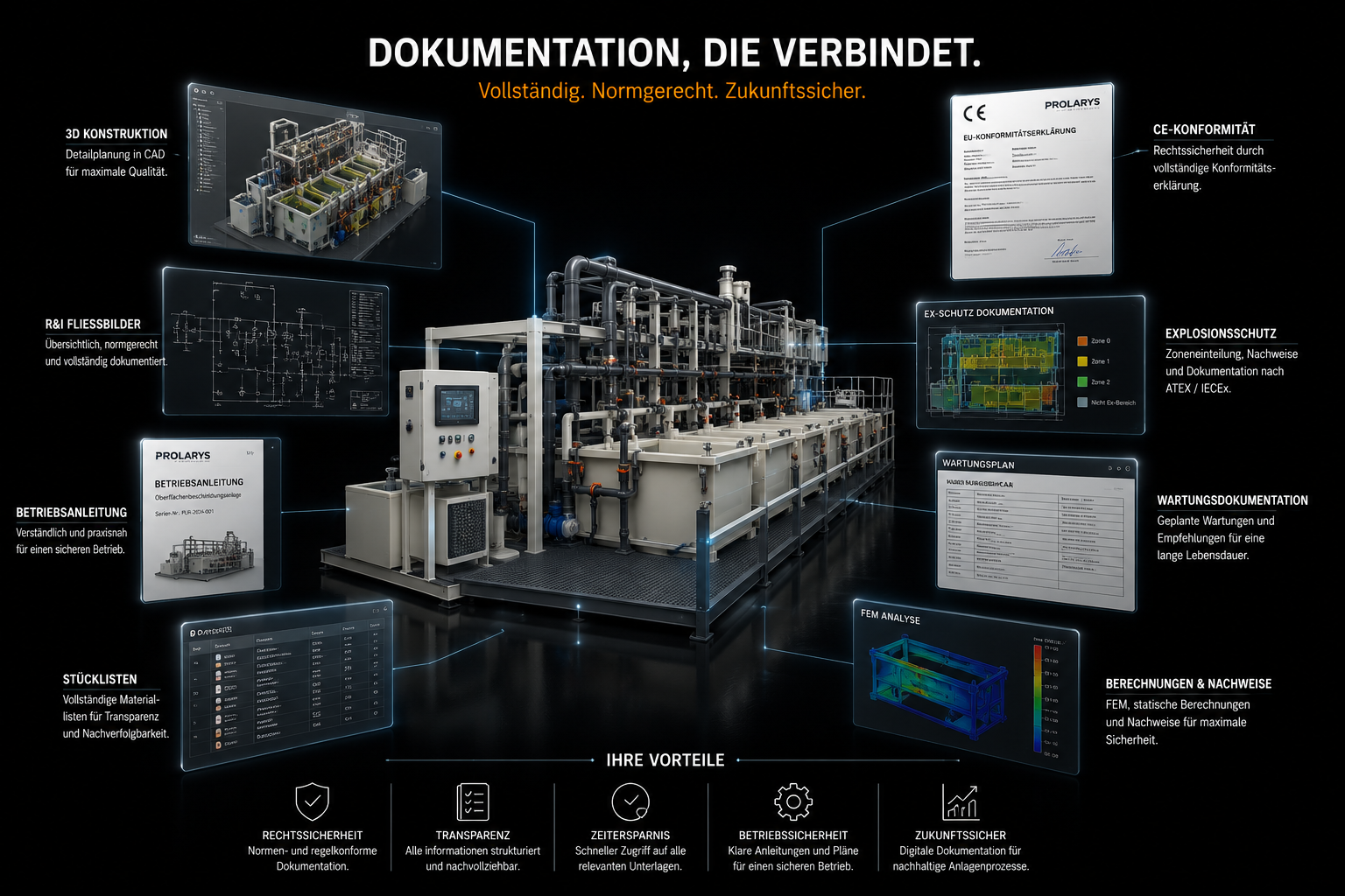 Technische Dokumentation und Konstruktionszeichnungen